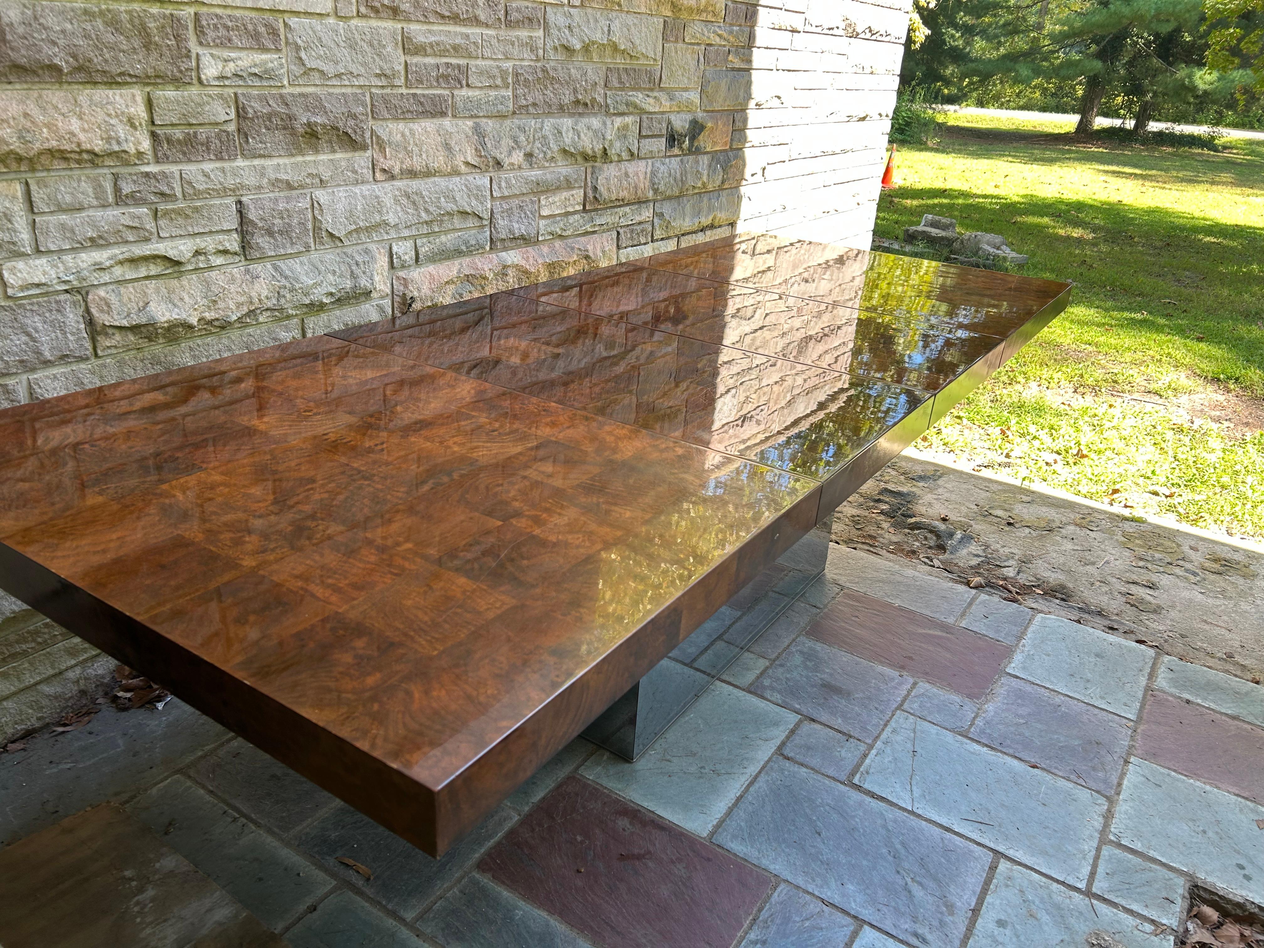 Magnifique table de salle à manger en chrome Milo Baughman, moderne du milieu du siècle dernier en vente 13