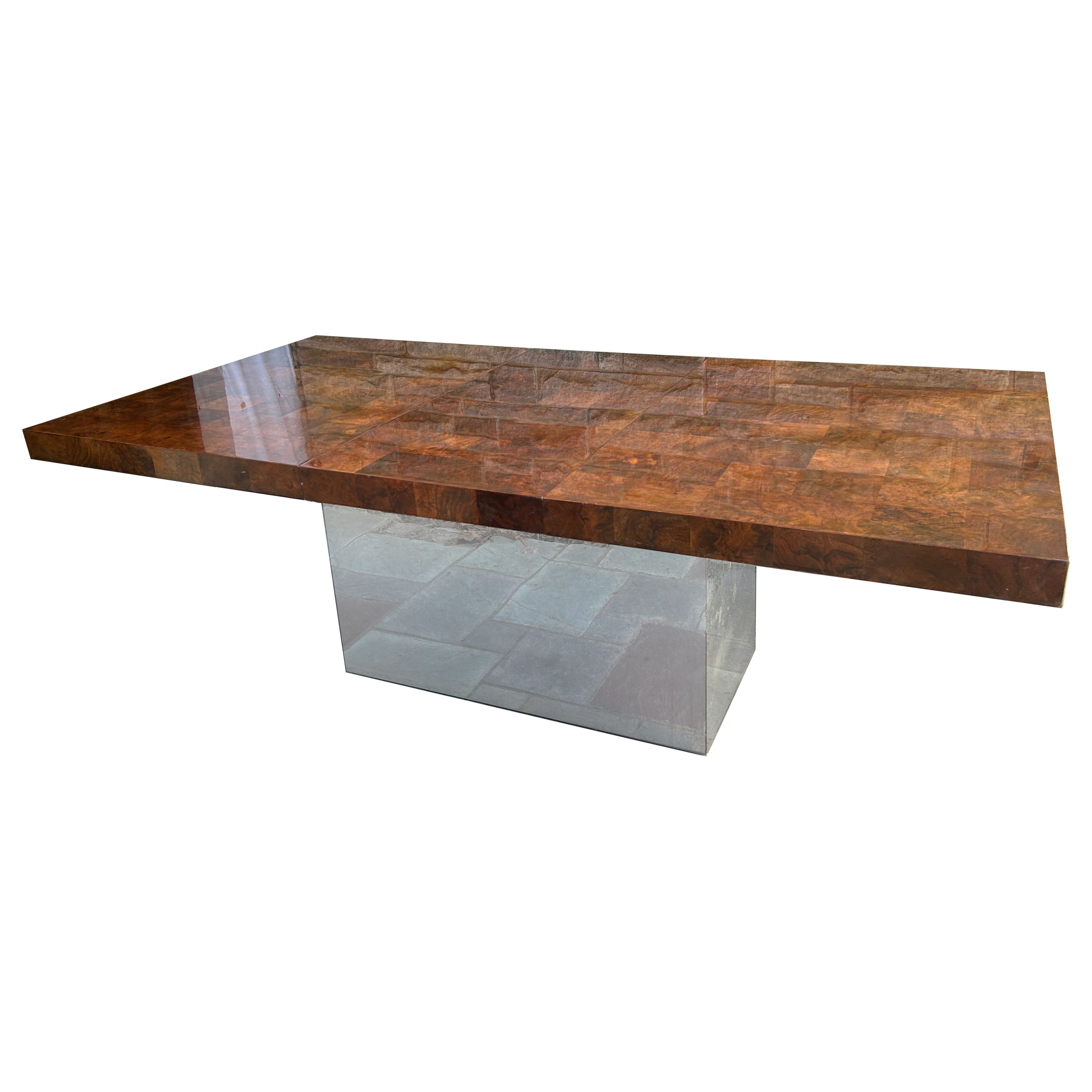 Magnifique table de salle à manger en chrome Milo Baughman, moderne du milieu du siècle dernier en vente