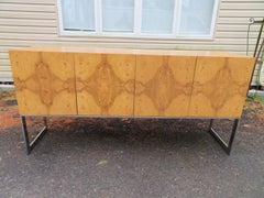 Marvelous Milo Baughman Burled Olive Wood Chrome Credenza Mid-Century Modern