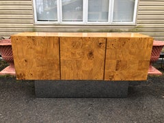 Magnificent Milo Baughman Olivewood Chrome Credenza Mid-Century Modern