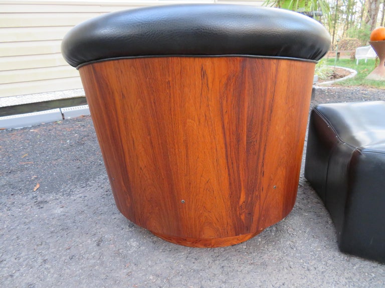 Magnificent Milo Baughman Rosewood Barrel Chair Swivel Rocker with