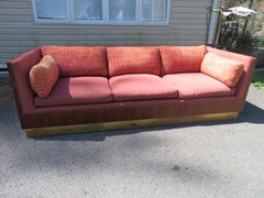 Magnificent Milo Baughman Rosewood Case Sofa Brass Base Mid-Century Modern