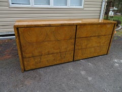 Magnificent Milo Baughman Style Burl 6 Drawer Credenza Mid-Century Modern