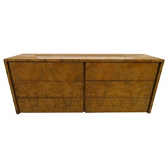 Magnificent Milo Baughman Style Burl 6 Drawer Credenza Mid-Century Modern