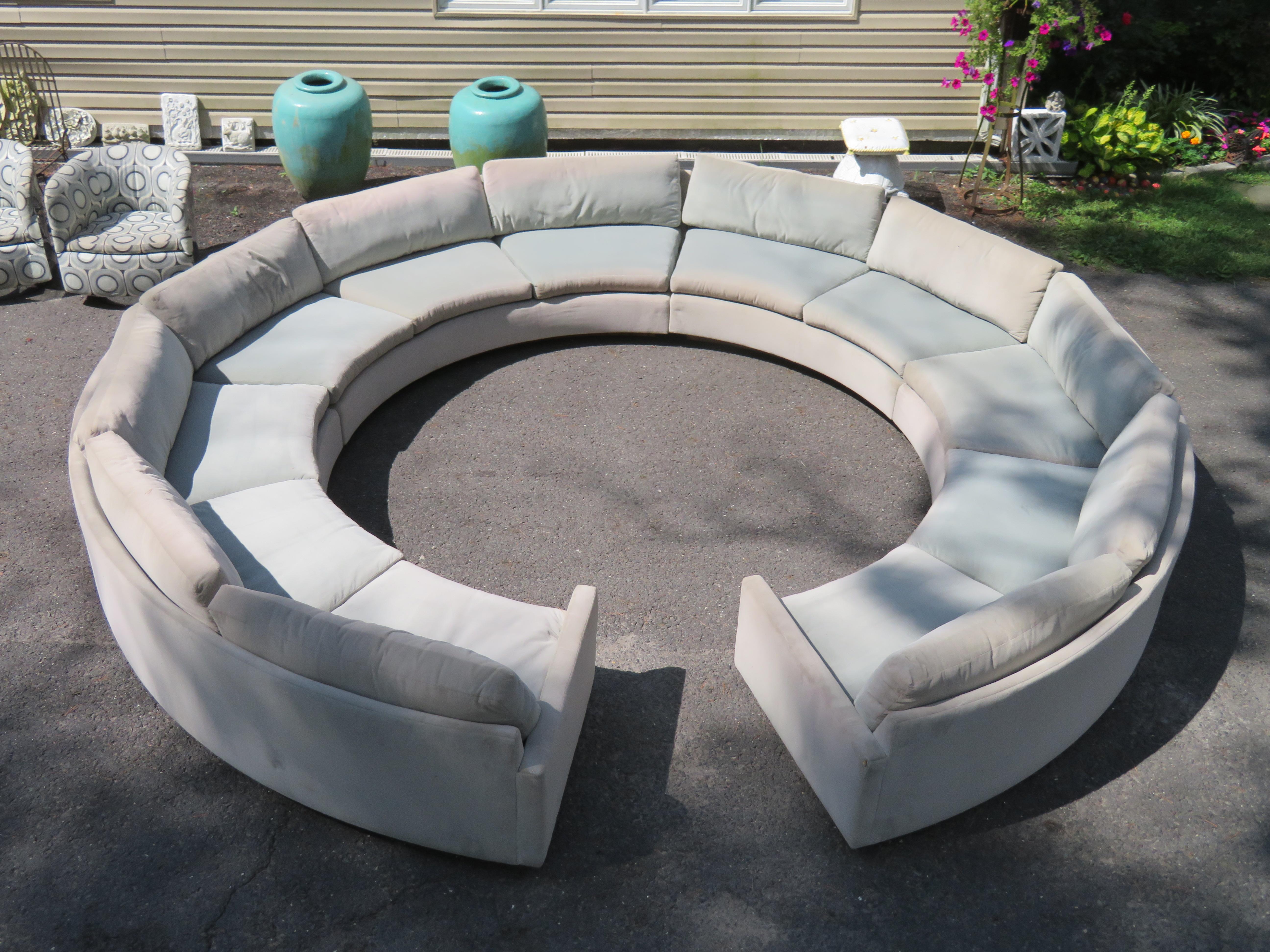 Magnificent Milo Baughman Thayer Coggin 4 Piece Circular Sectional Sofa Rosewood 10