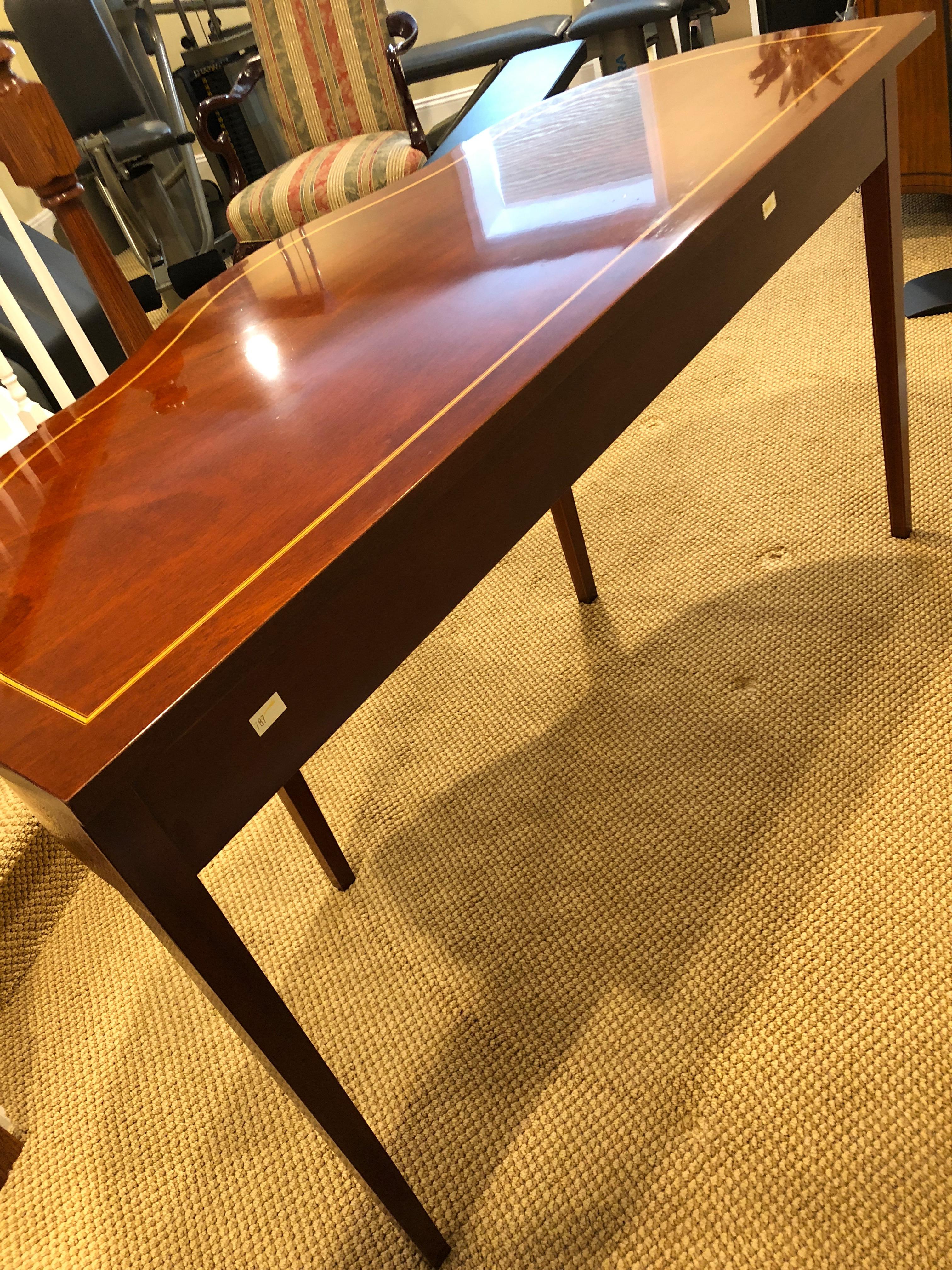Magnificent Mixed Wood Serpentine Demilune Console Table by Kindel Winterthur 3