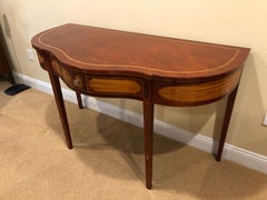 Magnificent Mixed Wood Serpentine Demilune Console Table by Kindel Winterthur