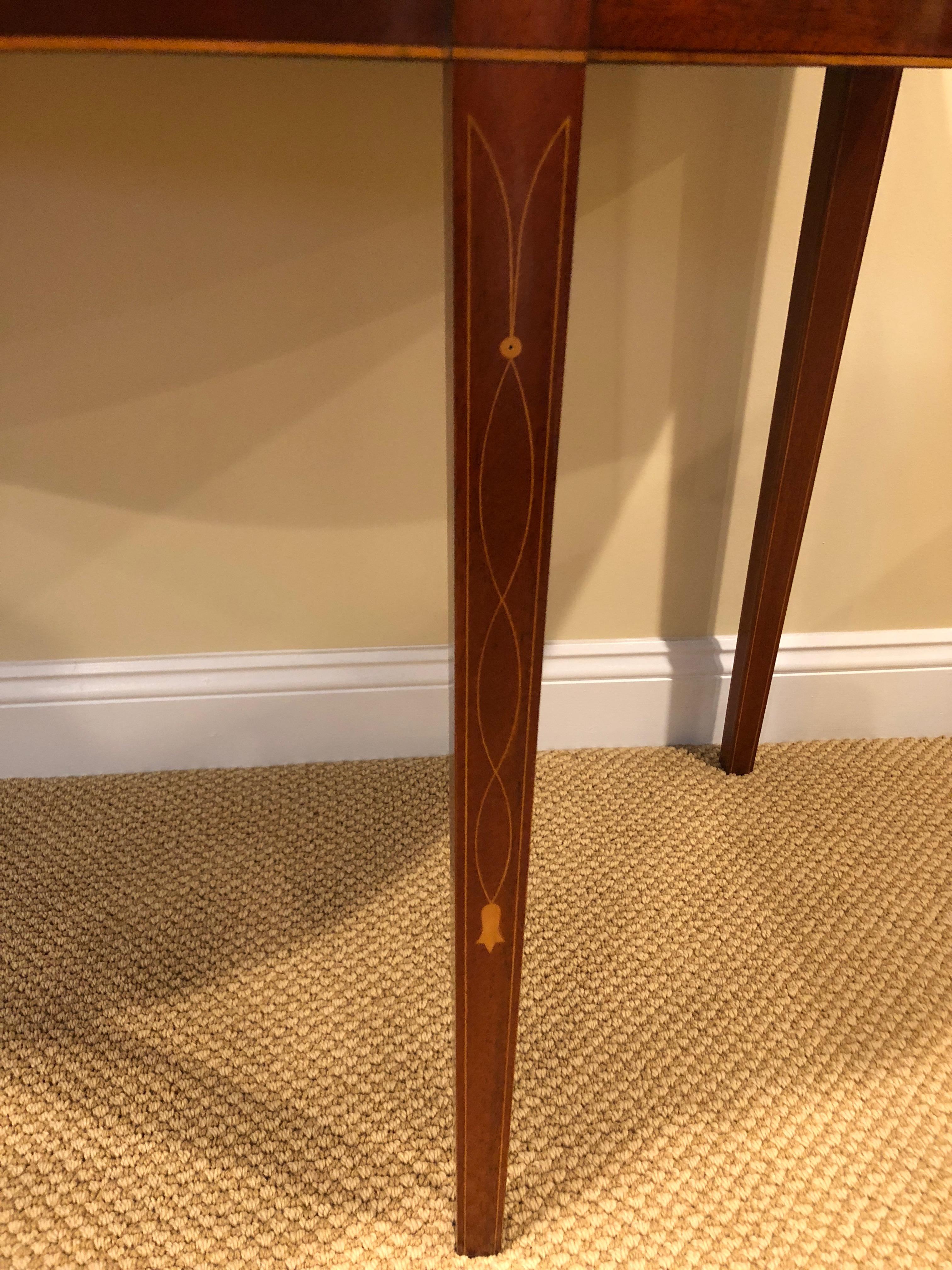 American Magnificent Mixed Wood Serpentine Demilune Console Table by Kindel Winterthur