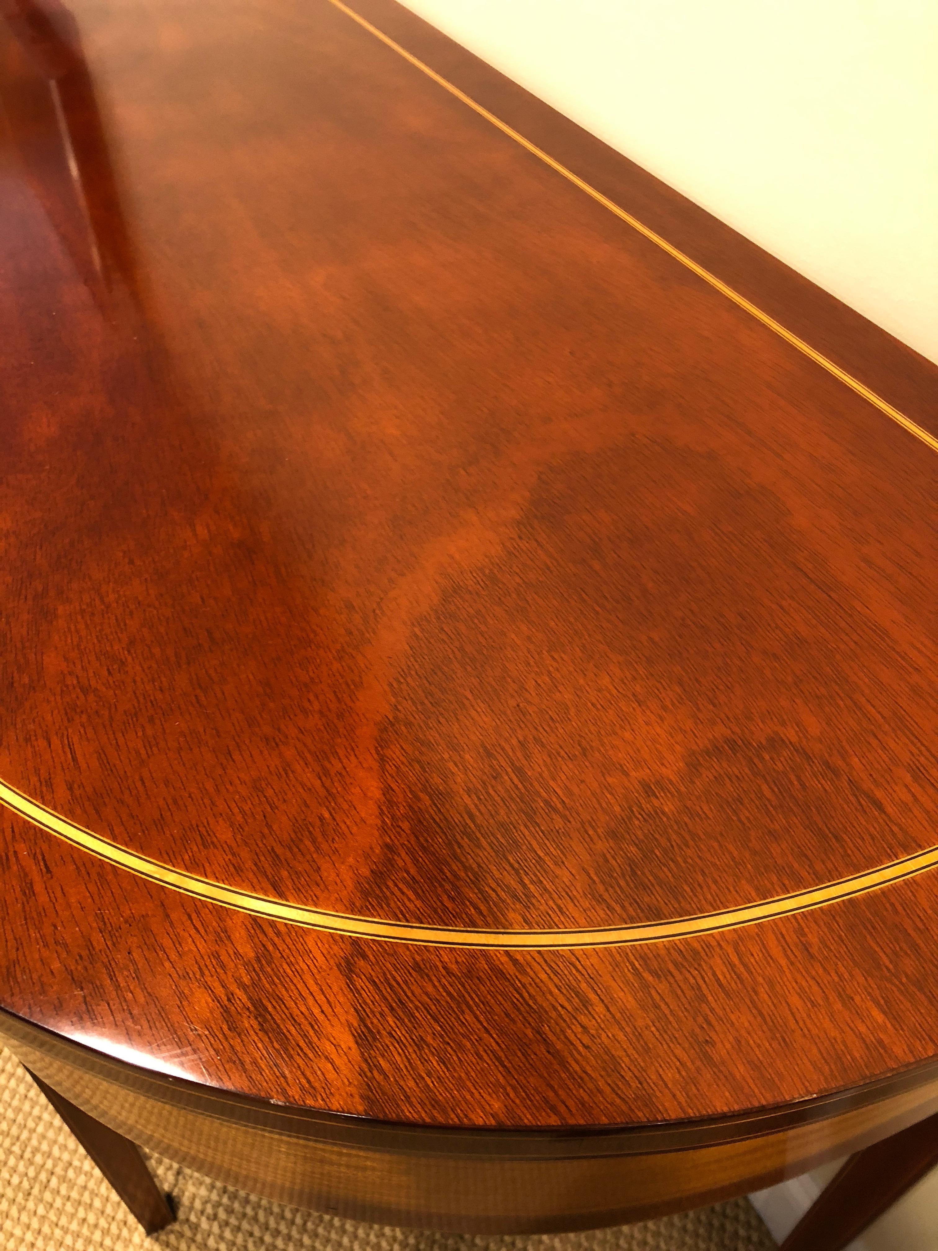 Magnificent Mixed Wood Serpentine Demilune Console Table by Kindel Winterthur 2