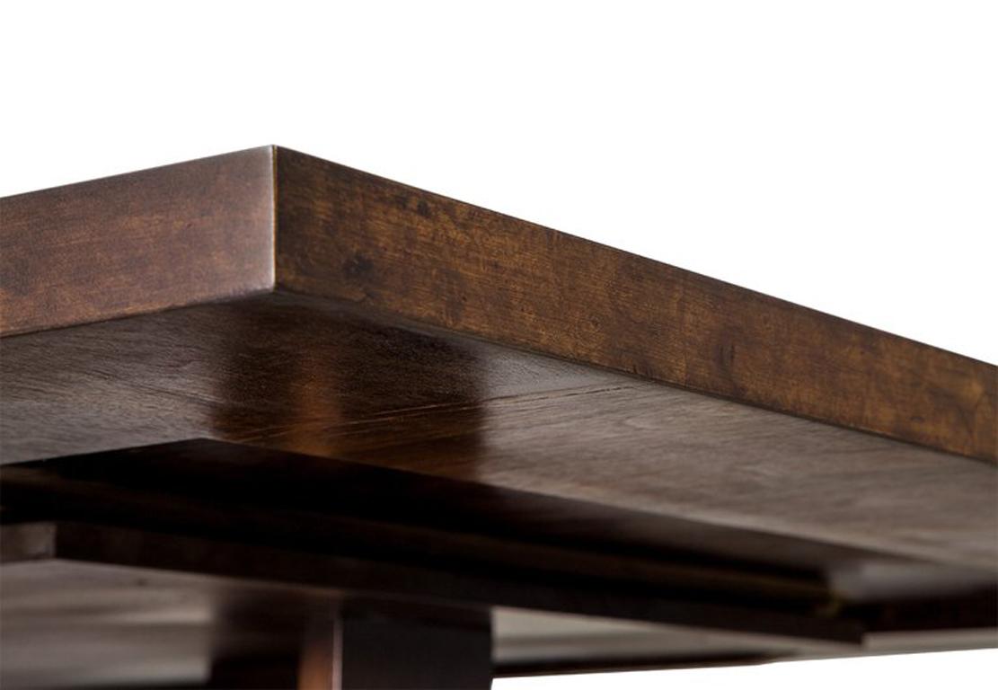 Magnificent Modern Custom-Made Art Deco Walnut and Burled Walnut Dining Table For Sale 1