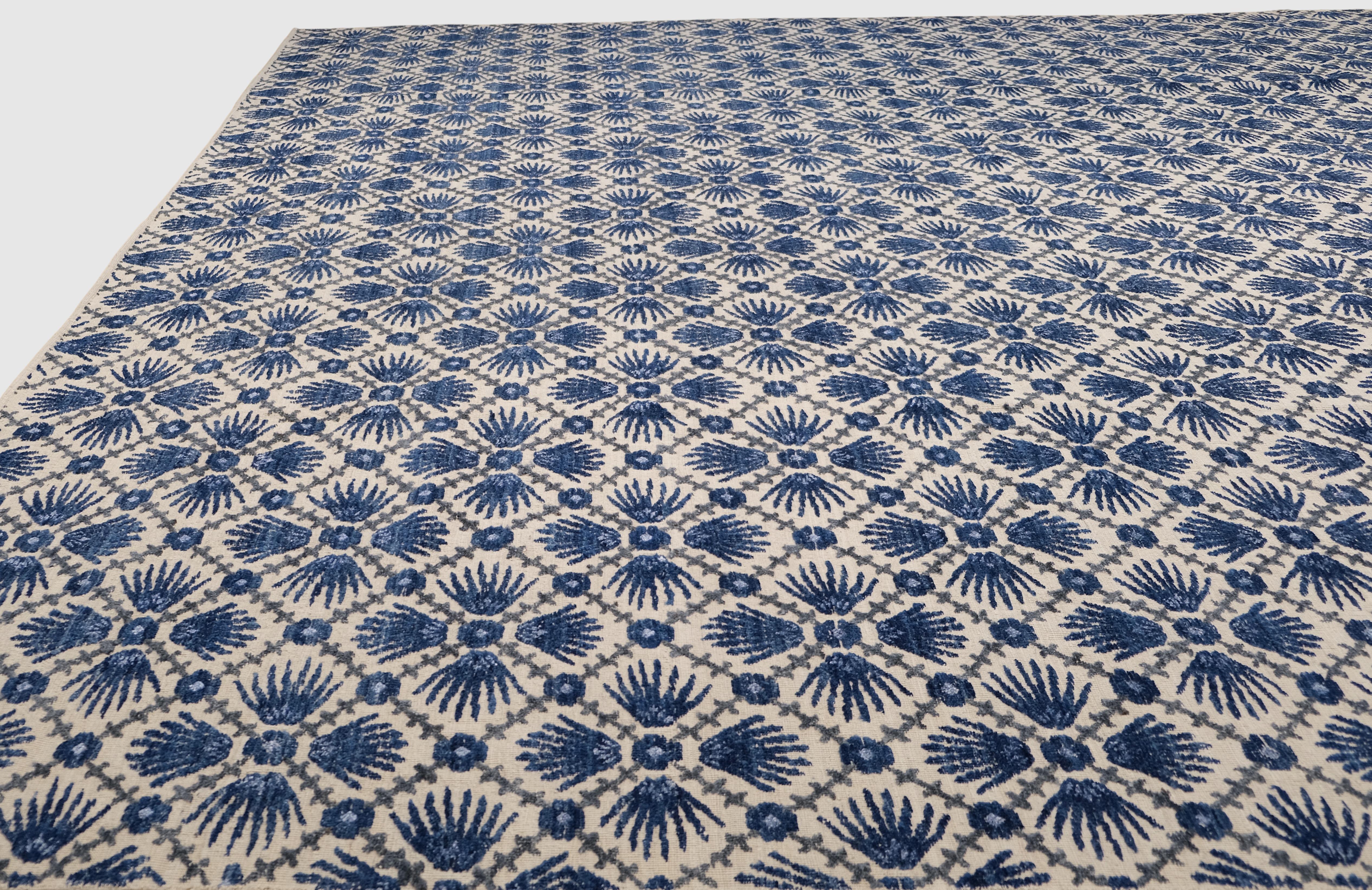Prächtiger moderner geblümter feiner Wollteppich 15'6''x20'8'' (Pakistanisch) im Angebot