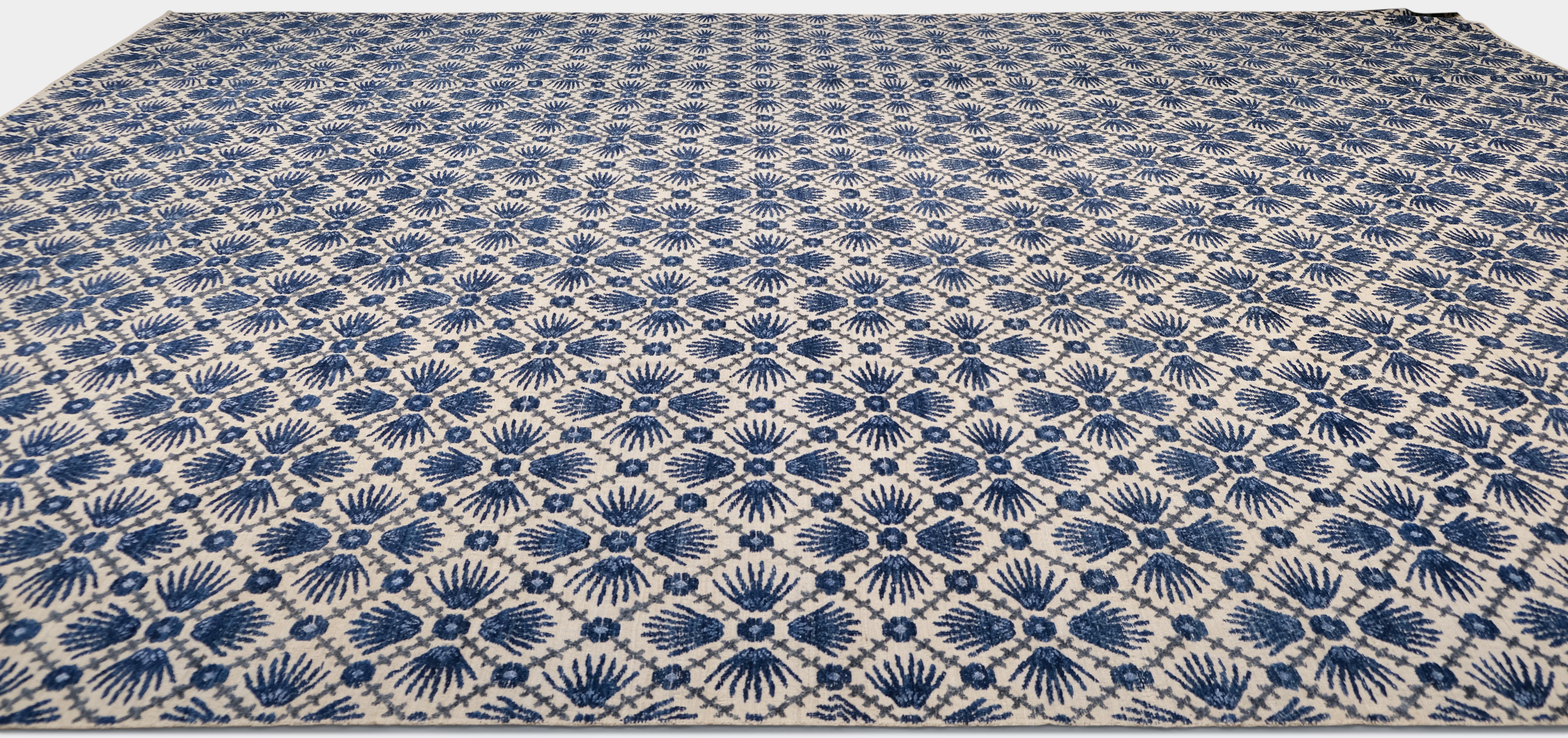 Prächtiger moderner geblümter feiner Wollteppich 15'6''x20'8'' (Handgeknüpft) im Angebot