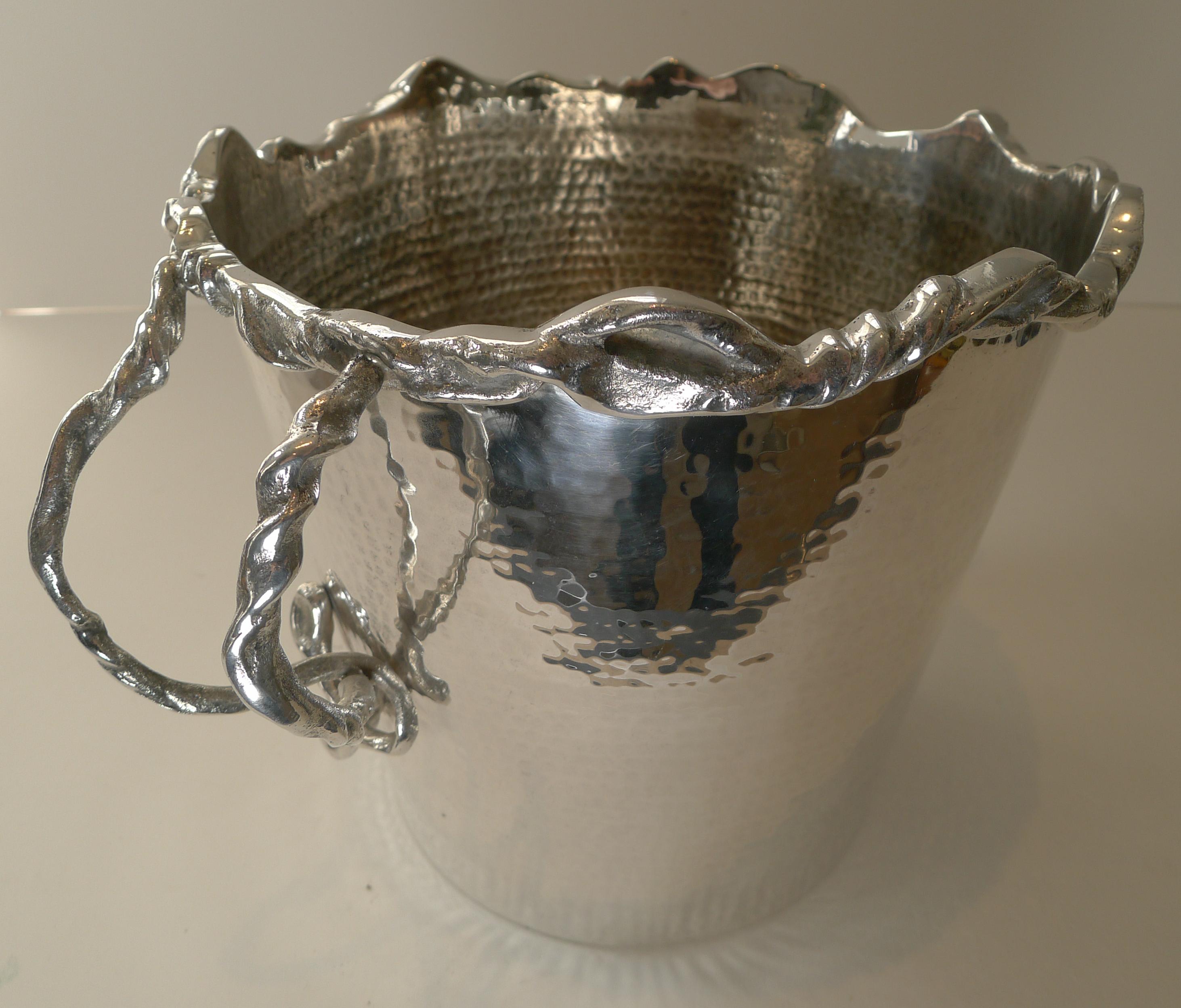 Silver Plate Magnificent Modernist Italian Wine Cooler / Champagne Bucket, c.1960 For Sale