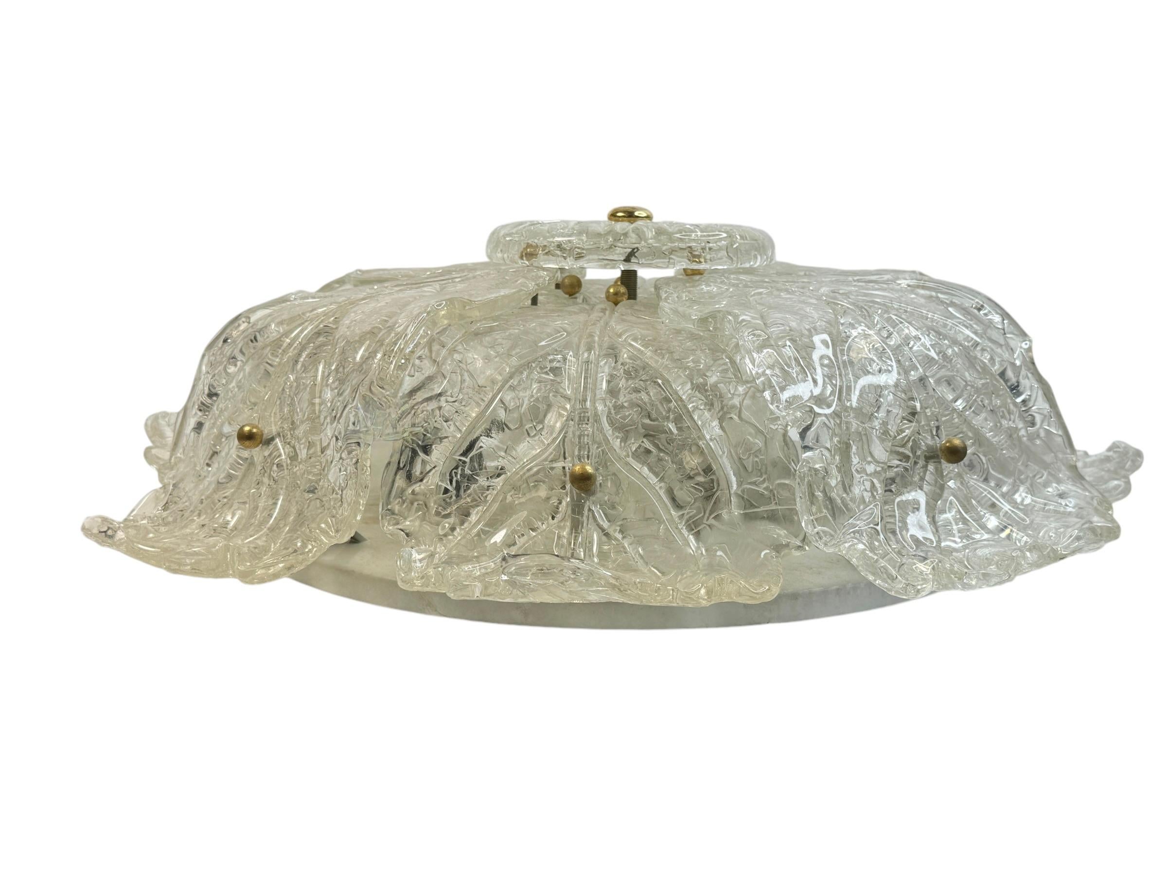Magnifique plafonnier encastré de style Barovier Toso Murano des années 1960 en vente 7