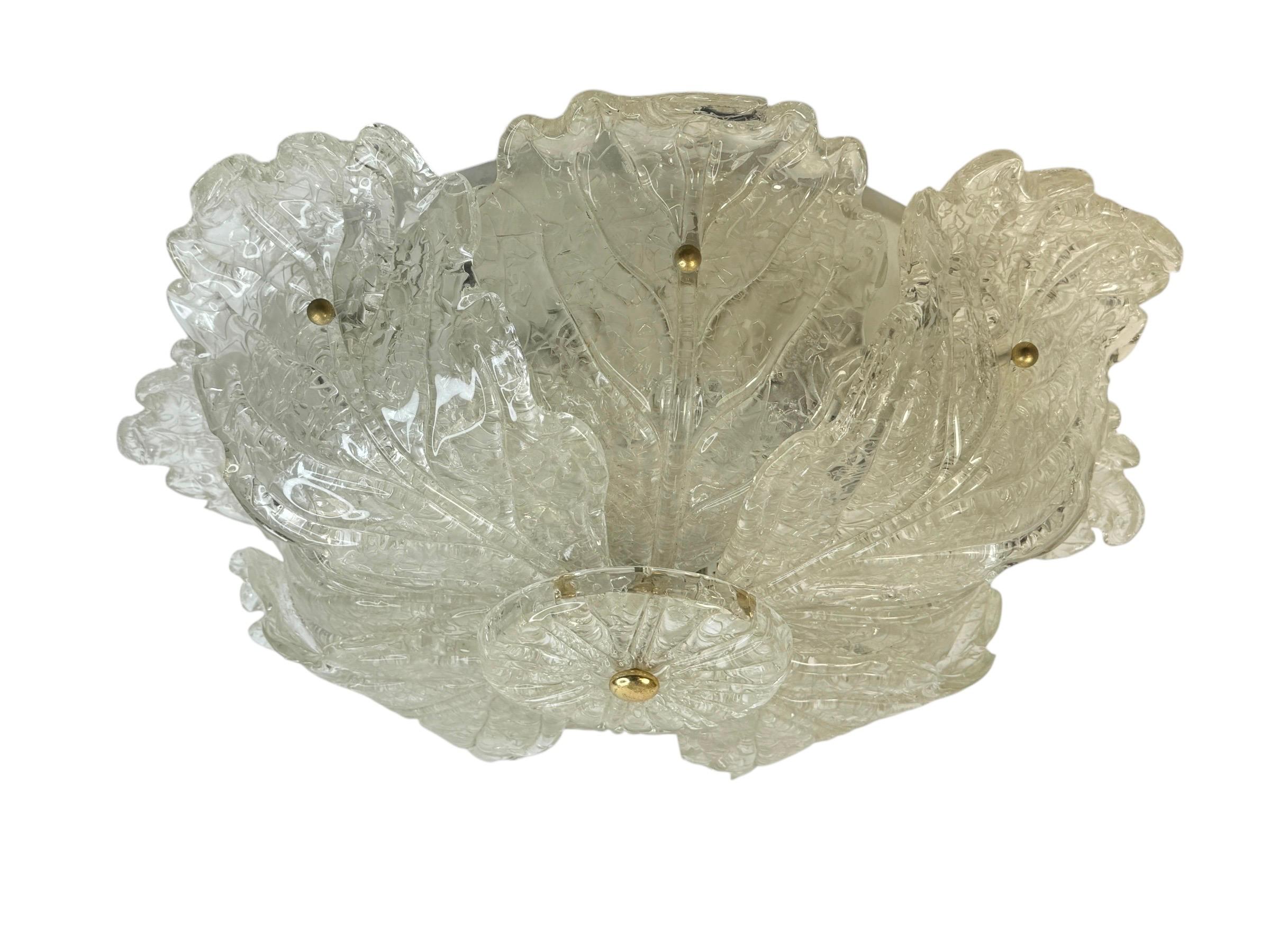 Magnifique plafonnier encastré de style Barovier Toso Murano des années 1960 en vente 8