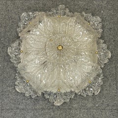Magnificent Monumental Snow Flake Barovier Toso Style Murano Flush Mount 1960s