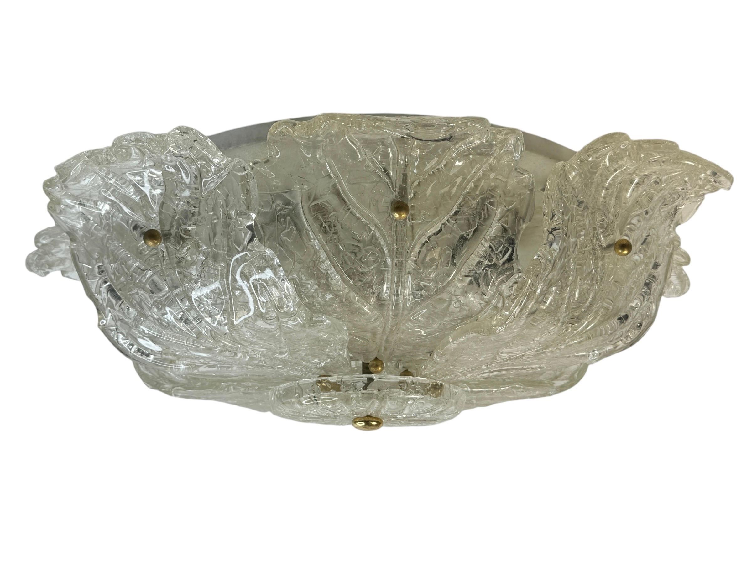 Moderne Magnifique plafonnier encastré de style Barovier Toso Murano des années 1960 en vente