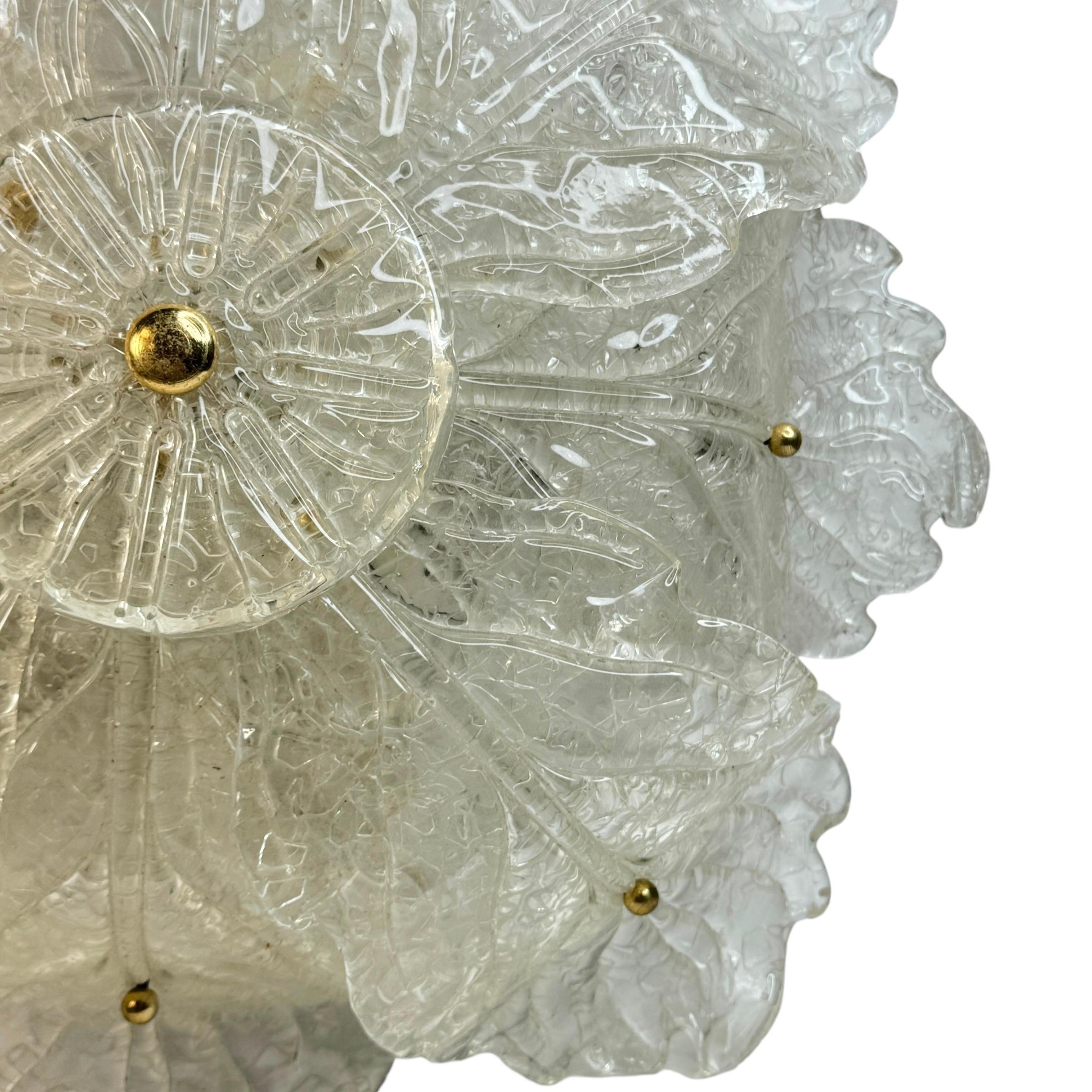 Magnifique plafonnier encastré de style Barovier Toso Murano des années 1960 en vente 2