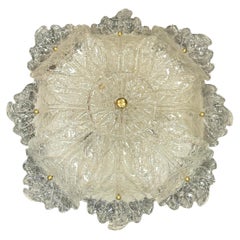 Magnificent Monumental Snow Flake Barovier Toso Style Murano Flush Mount 1960s