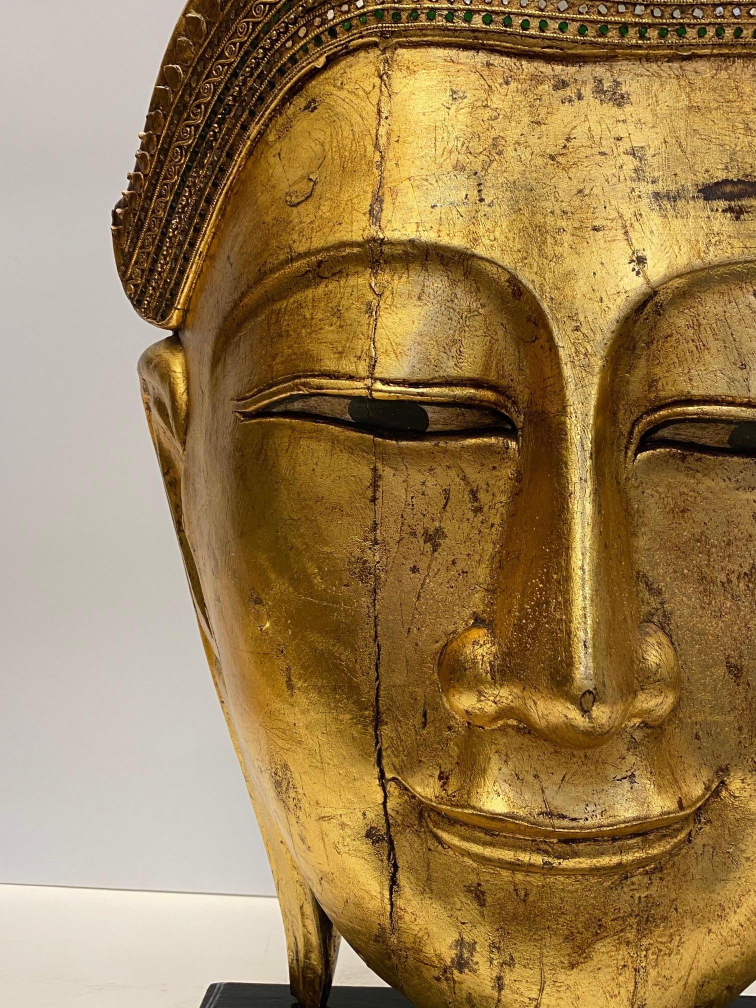Magnificent Monumentally Large Carved Gilded Thai Buddha Head 8