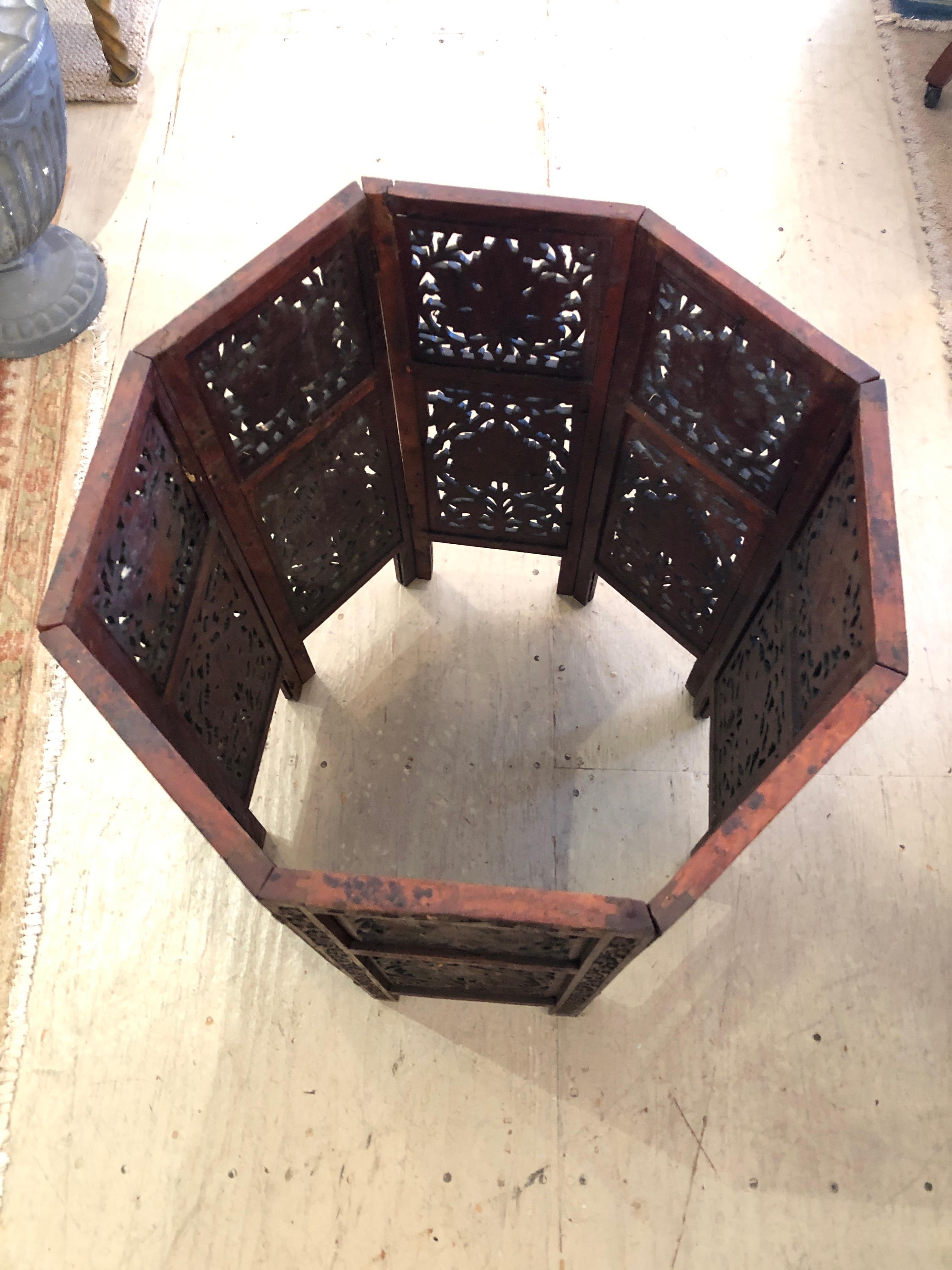 Magnificent Moorish or Anglo Indian Carved Wood Round Circular End Table 7