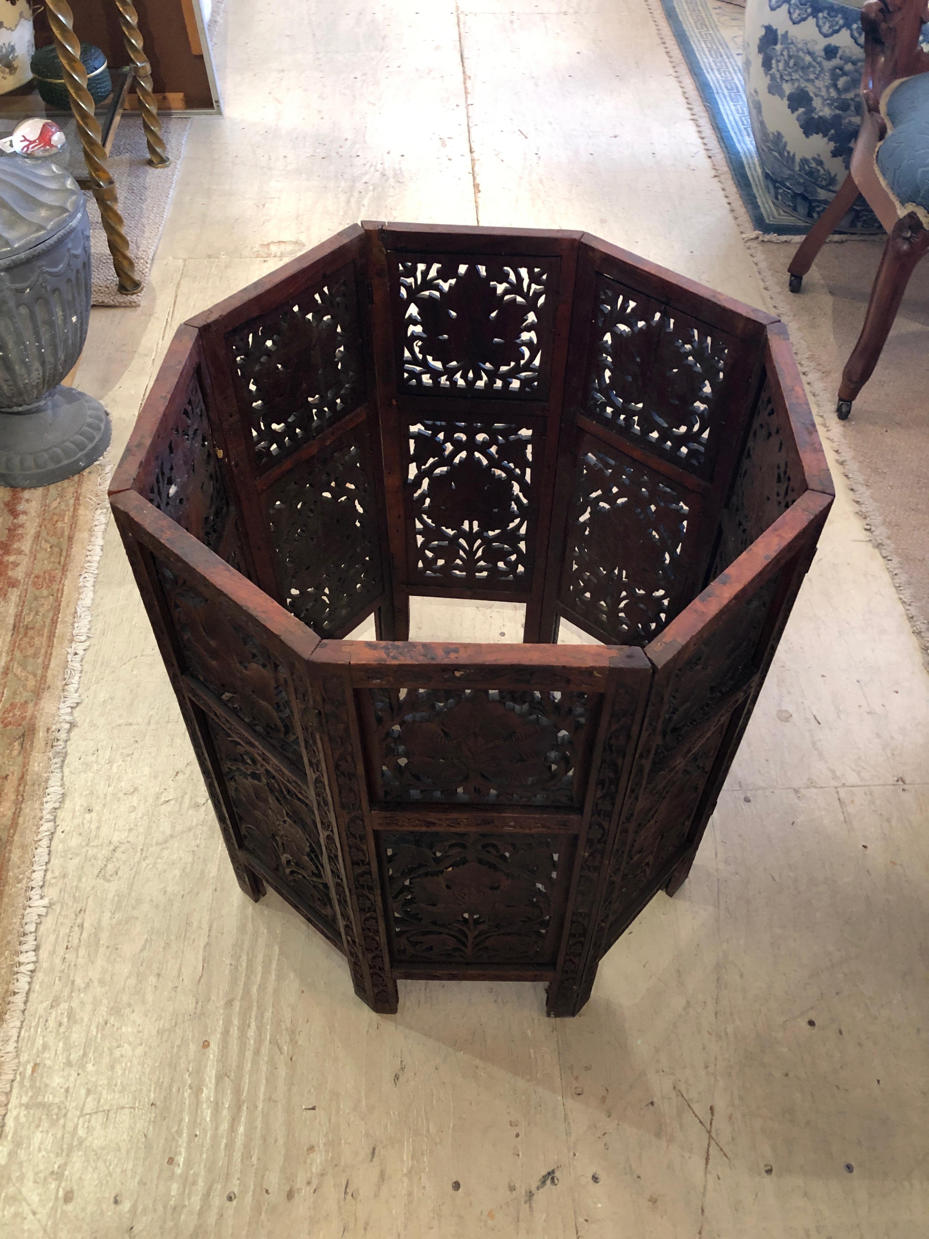 Magnificent Moorish or Anglo Indian Carved Wood Round Circular End Table 9