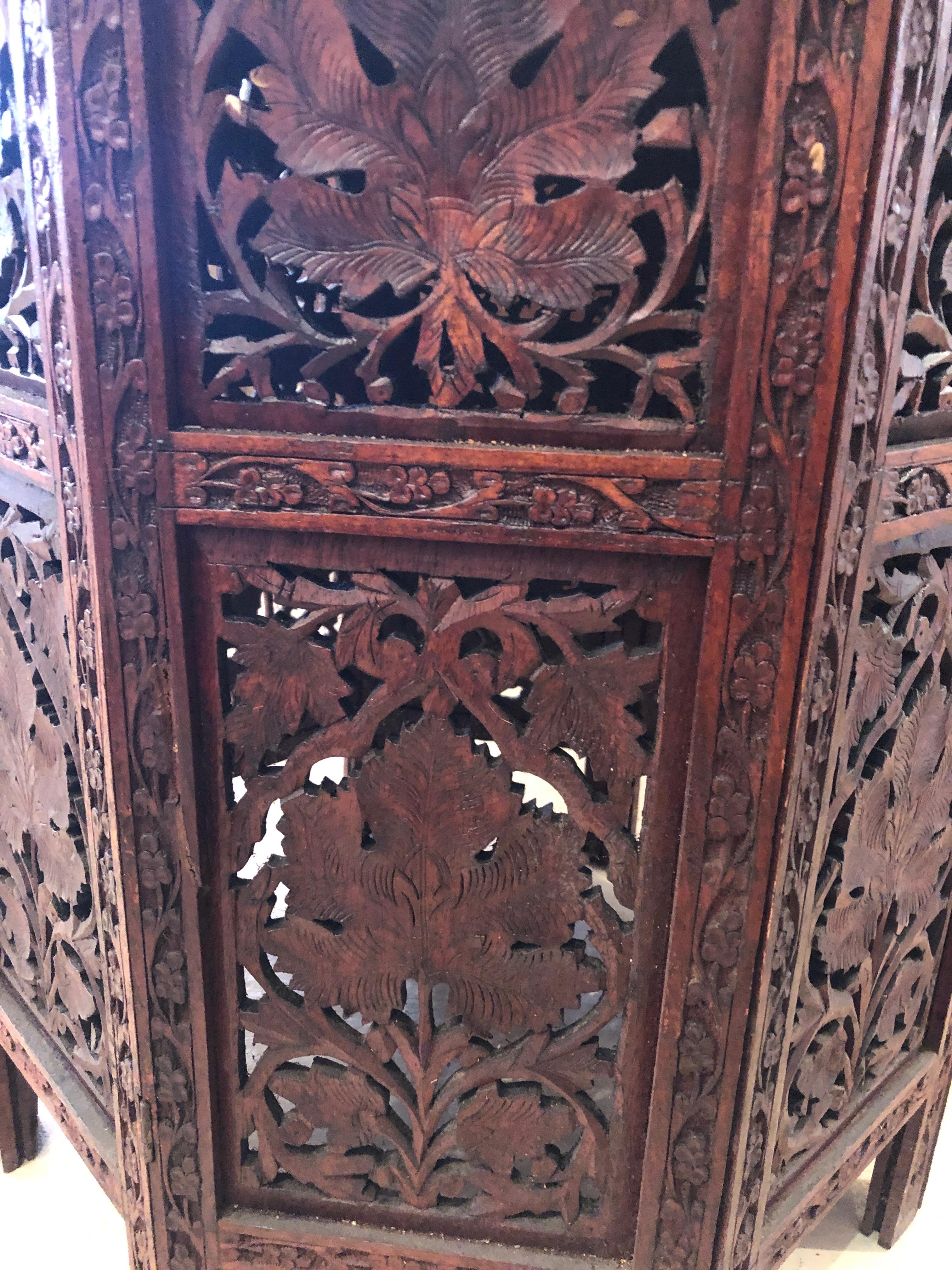 Magnificent Moorish or Anglo Indian Carved Wood Round Circular End Table 2