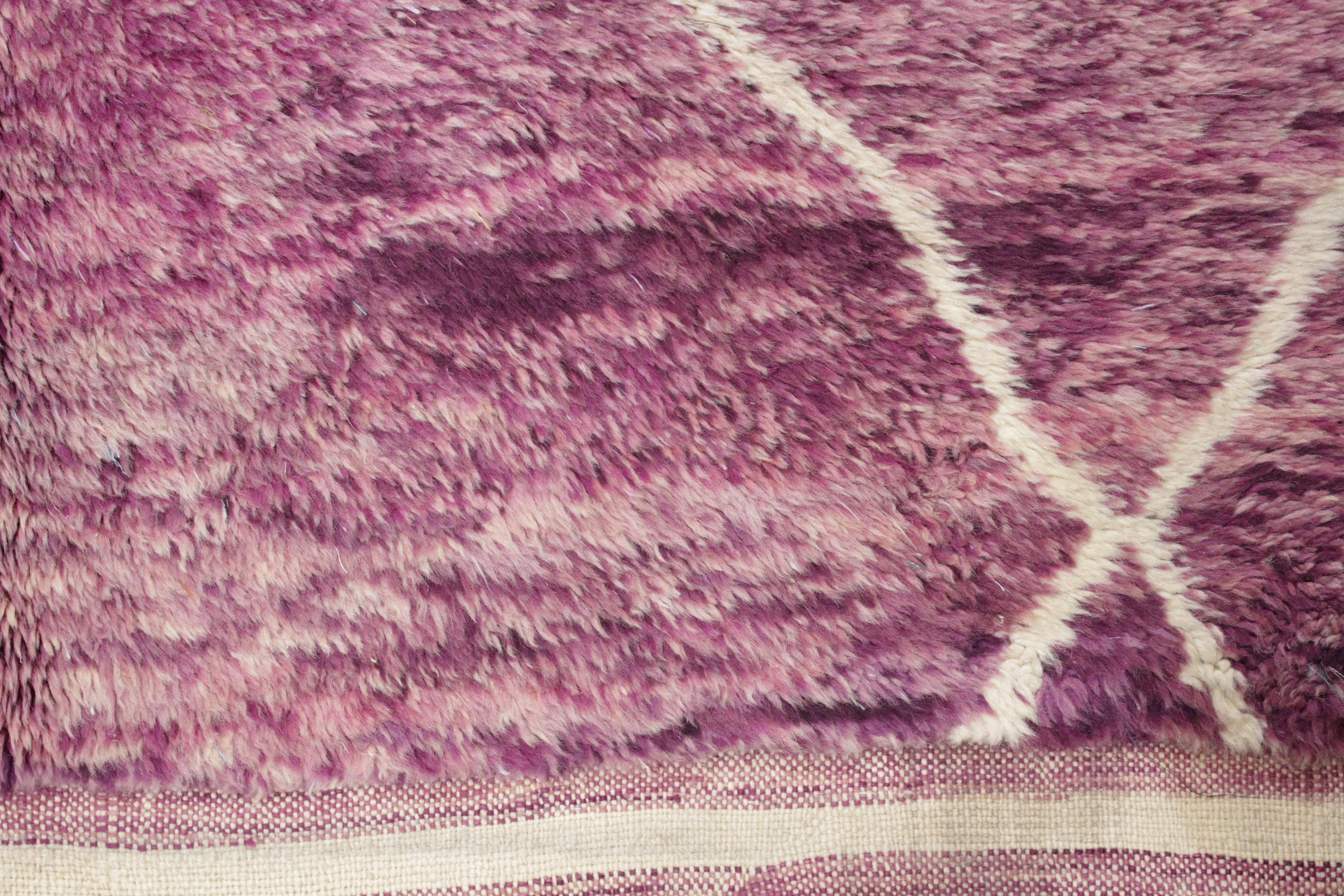 Tribal Magnificent Moroccan Aubergine Ground Berber Large Rug with White Diamonds For Sale