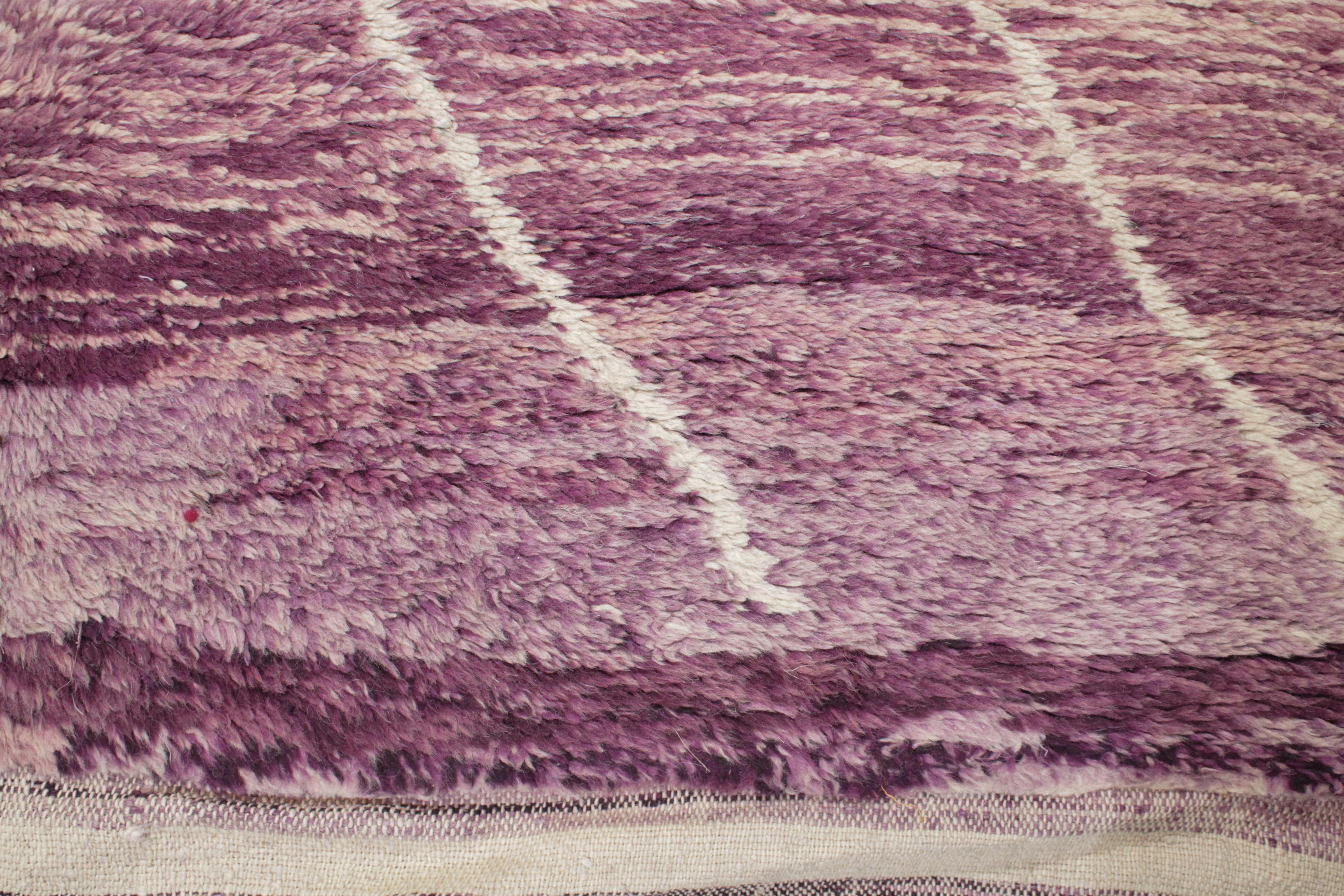 Contemporary Magnificent Moroccan Aubergine Ground Berber Large Rug with White Diamonds For Sale