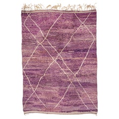Magnificent Moroccan Aubergine Ground Berber Large Rug with White Diamonds