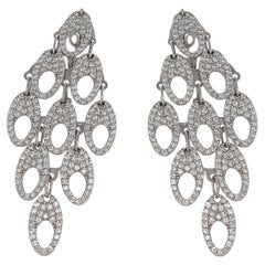 Magnificent Moving 18kt White Gold Chandelier Earrings With Diamonds