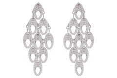 Magnifique boucles d'oreilles chandelier en or blanc 18 carats avec diamants