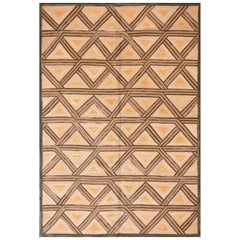 Magnificent Multi Brown Color Contemporary Cotton American Hooked Rug 8 x 10