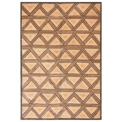 Magnificent Multi Brown Color Contemporary Cotton American Hooked Rug 9 x 12