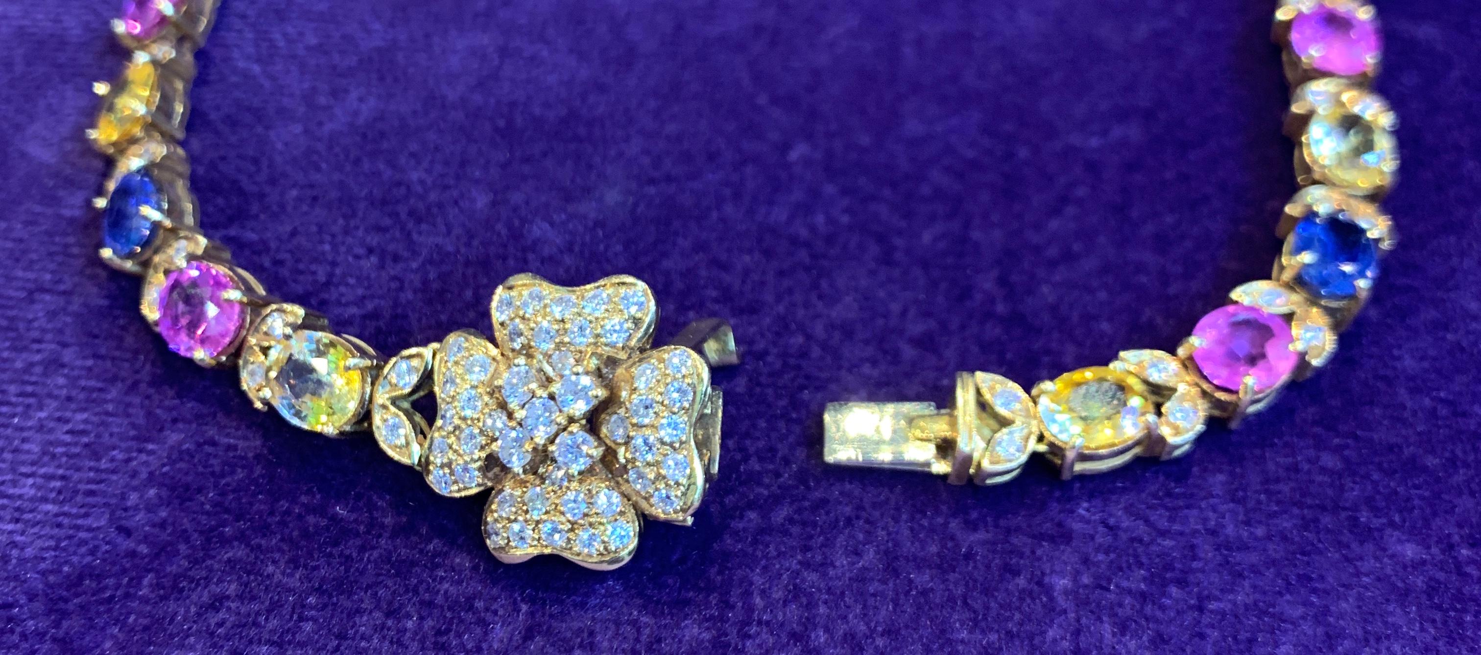 Magnificent Multi Color Sapphire & Gold Necklace 3