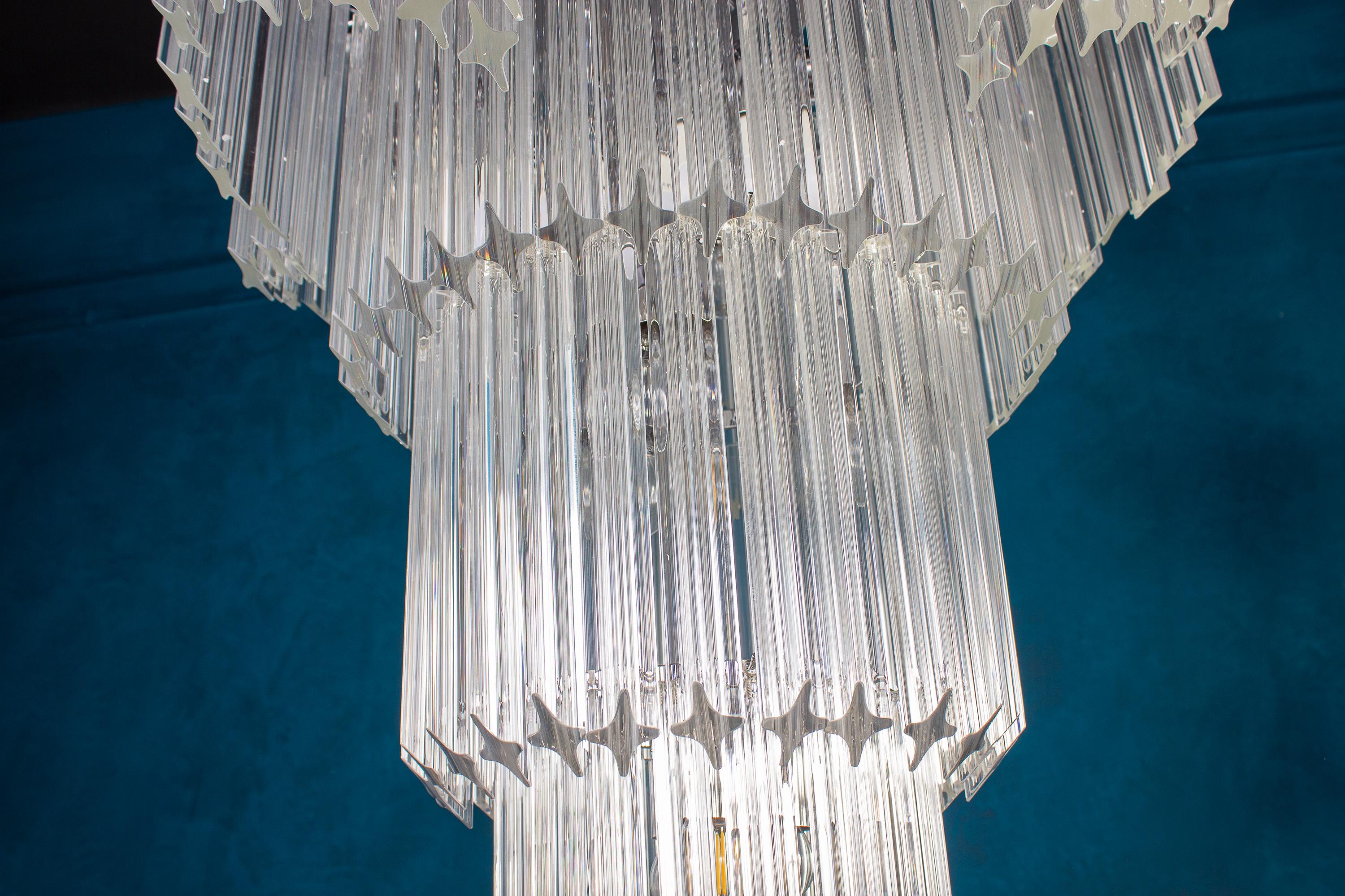 Magnificent Multitier Triedi Crystal Prism Chandelier For Sale 9