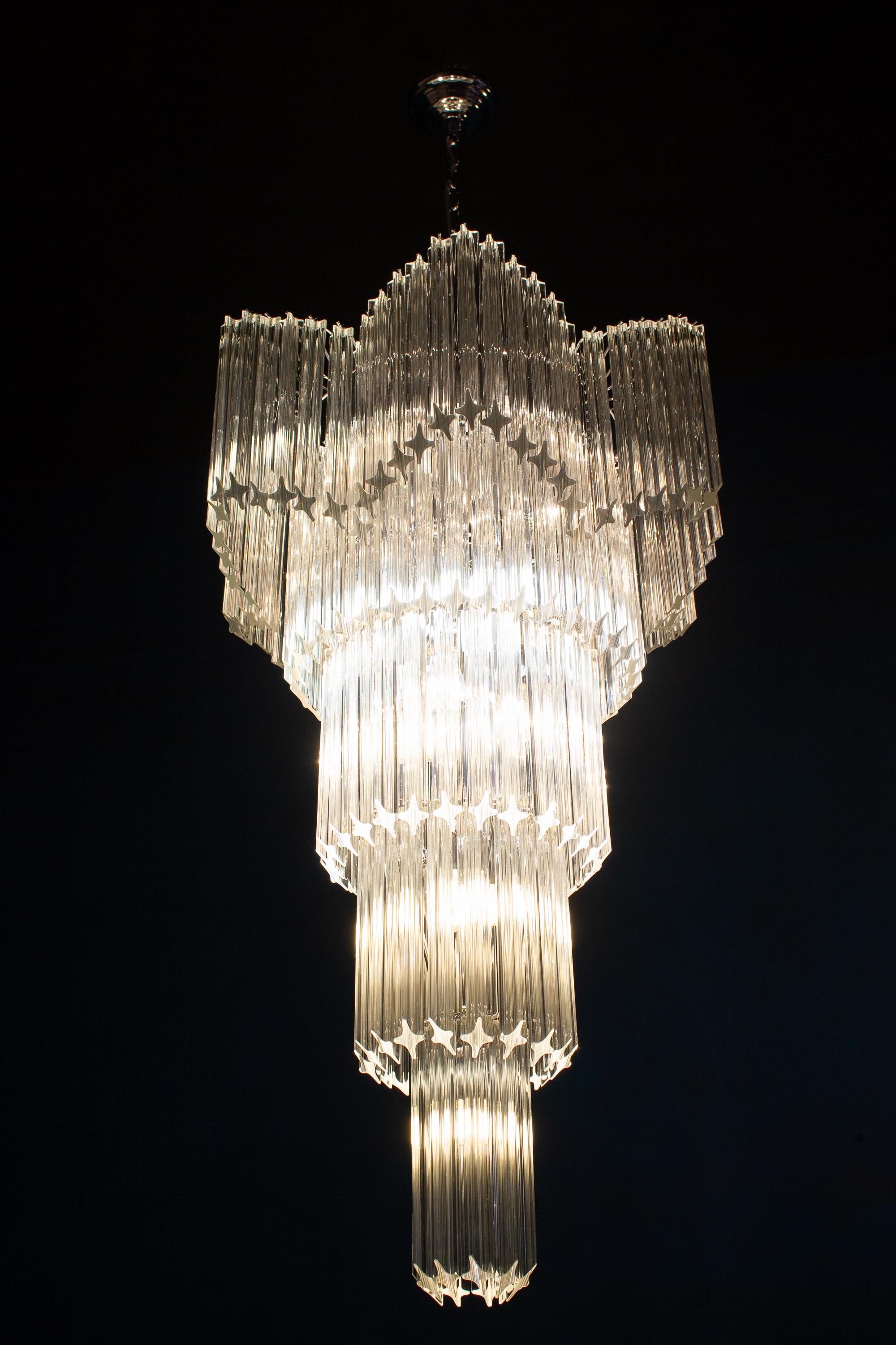Magnificent Multitier Triedi Crystal Prism Chandelier In New Condition For Sale In Rome, IT