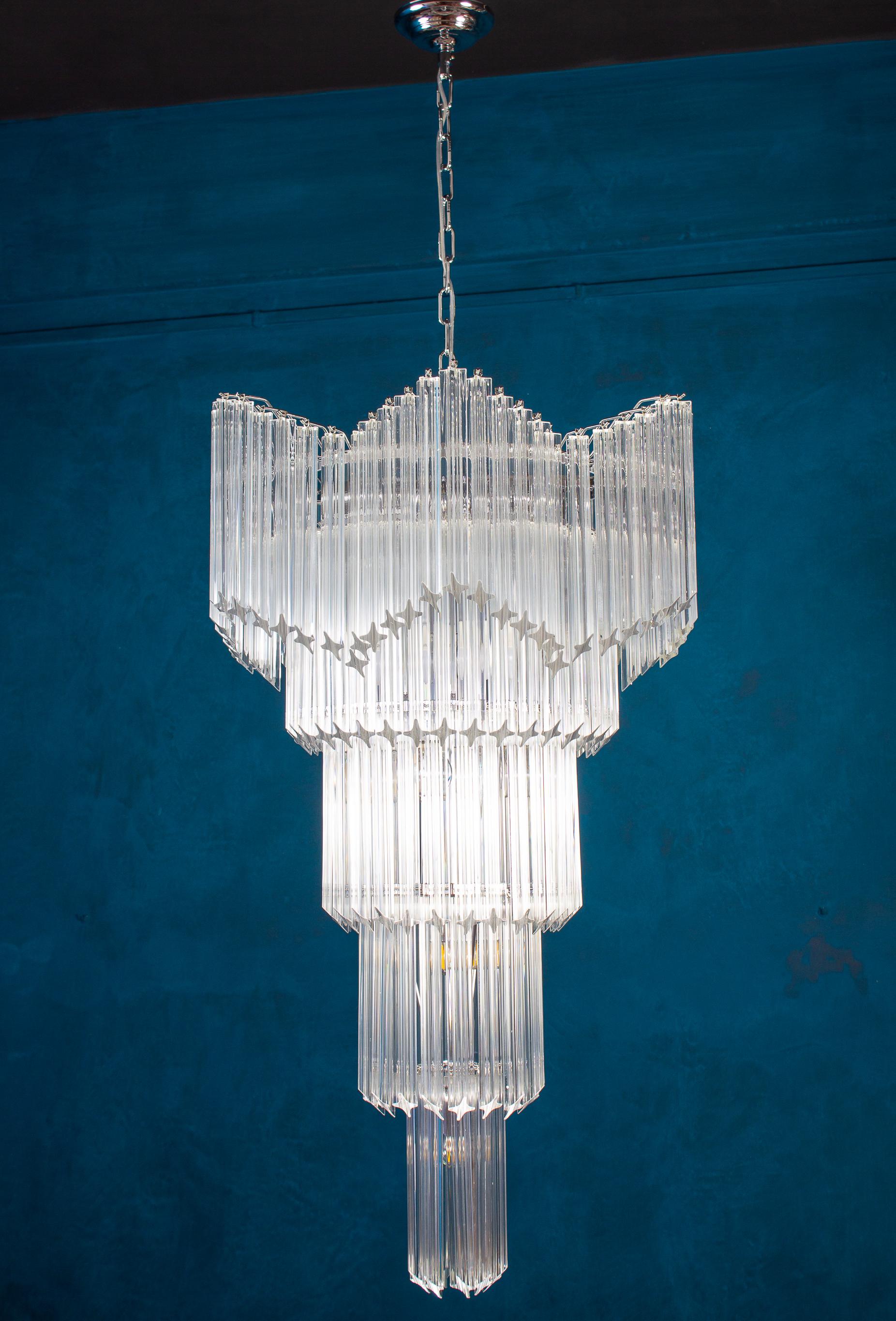 Contemporary Magnificent Multitier Triedi Crystal Prism Chandelier For Sale