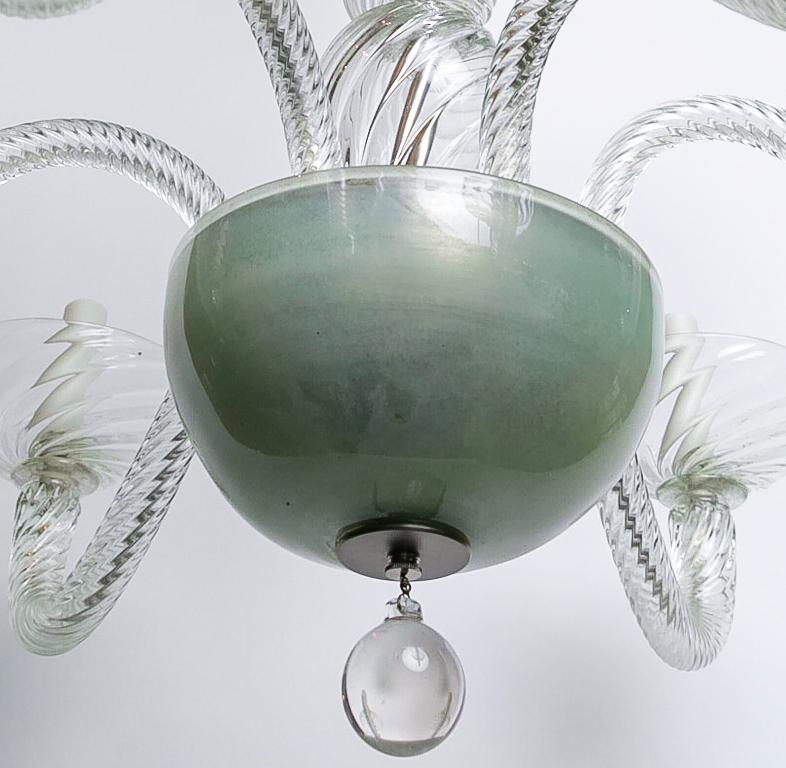 Mid-20th Century Magnificent Two-Tiered Hand-Blown Italian Murano Chandlier 