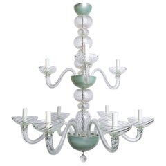 Vintage Magnificent Two-Tiered Hand-Blown Italian Murano Chandlier