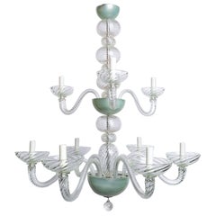 Vintage Magnificent Two-Tiered Hand-Blown Italian Murano Chandlier 