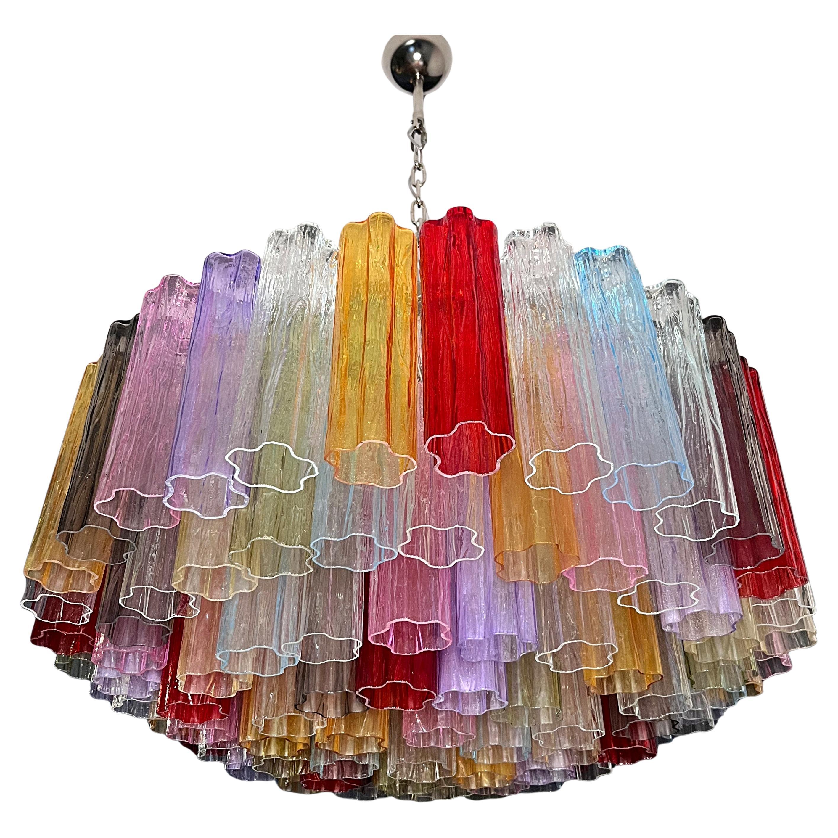 Prächtiger Kronleuchter aus Murano-Glas, 101 mehrfarbige Röhrengläser im Angebot 5