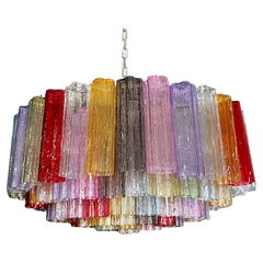 Magnificent Murano Glass Chandelier, 101 Multicolor Tube Glasses