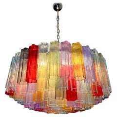 Magnificent Murano Glass Chandelier, 101 Multicolor Tube Glasses