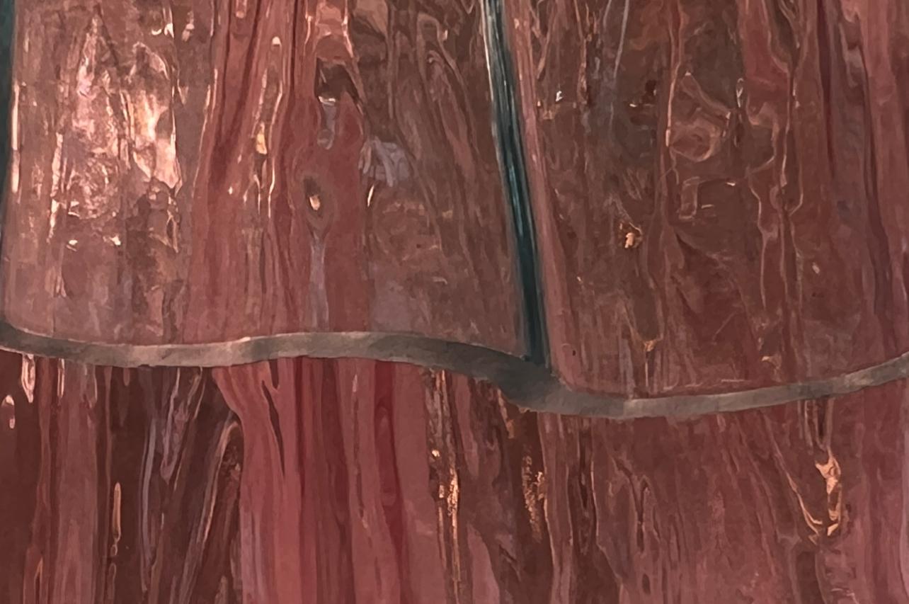 Magnificent Murano Glass Chandelier, 101 Pink Tube Glasses For Sale 6