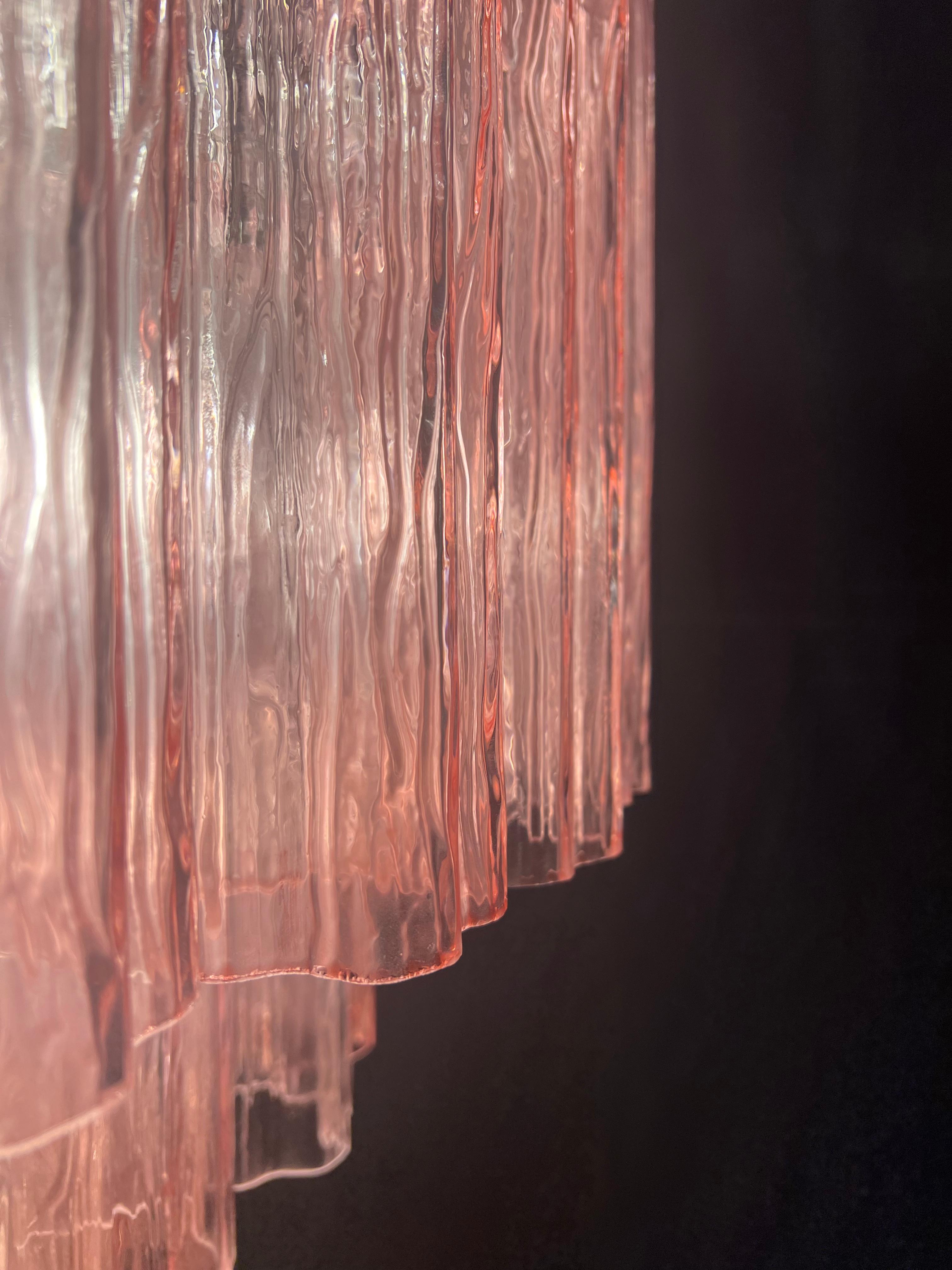 Magnificent Murano Glass Chandelier, 101 Pink Tube Glasses For Sale 9