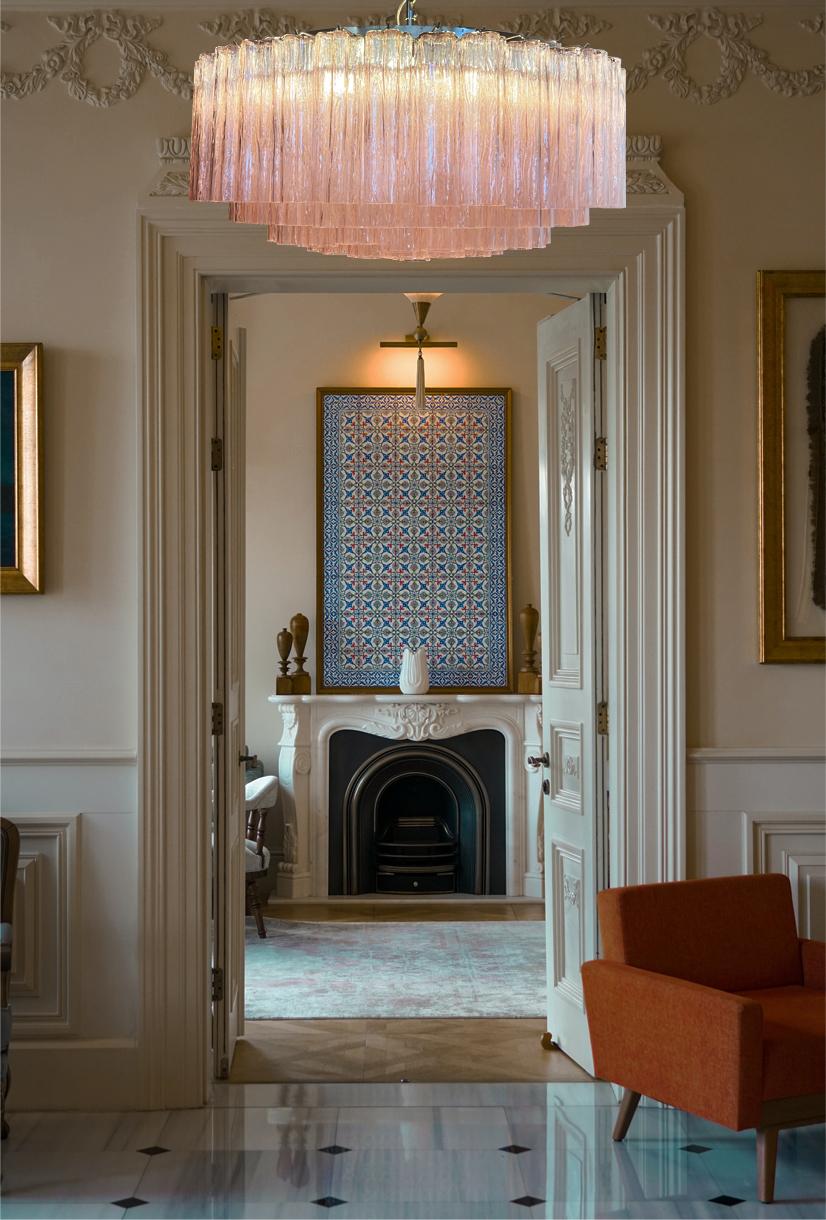 Magnificent Murano Glass Chandelier, 101 Pink Tube Glasses For Sale 10