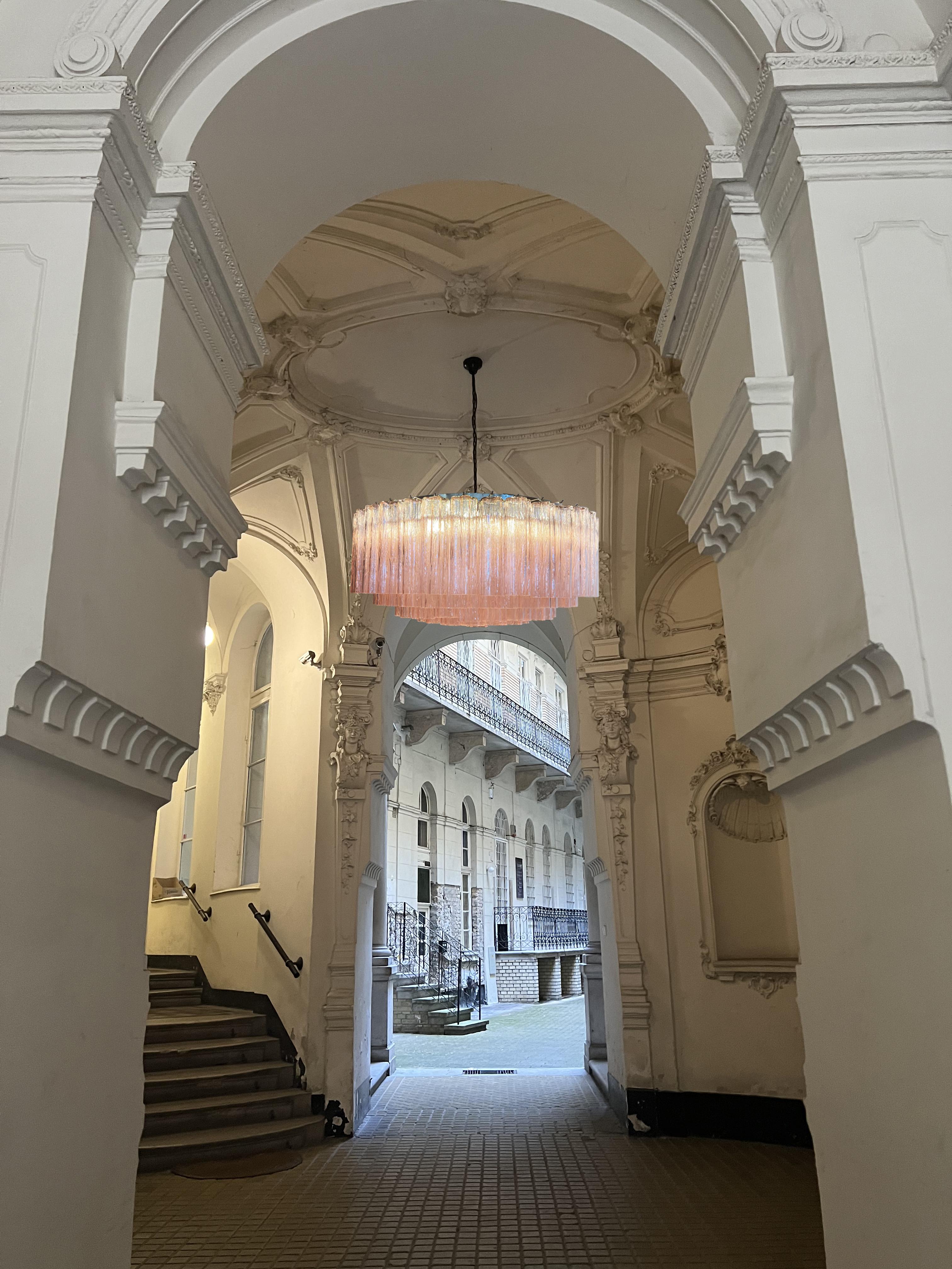 Magnificent Murano Glass Chandelier, 101 Pink Tube Glasses For Sale 11