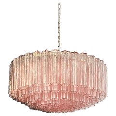 Magnificent Murano Glass Chandelier, 101 Pink Tube Glasses