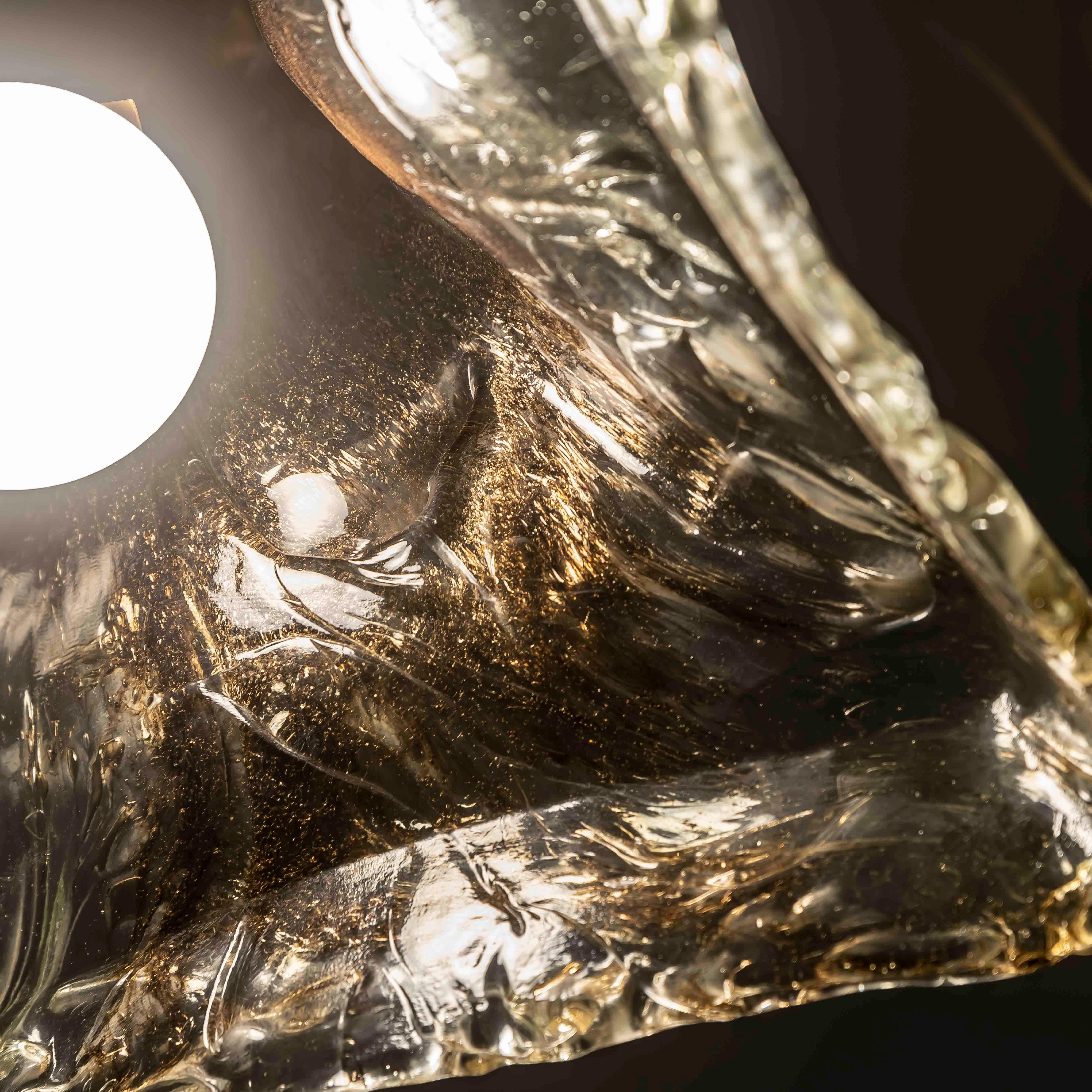 Bronze Magnifique lampe suspendue en verre de Murano par Carlo Nason pour Mazzega, Italie, années 1970